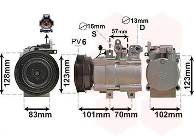 Компресор кондиціонера TUCSON/Sportage III 2.7i - (977011C600, 9770126200, 9770126300) Van Wezel 8200K219