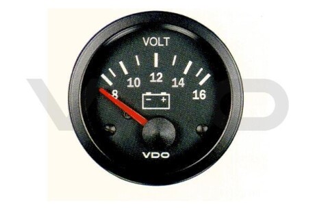 Вольтметр (діапазон напруги: 16-8В, діаметр: 52мм) - VDO 332010003K