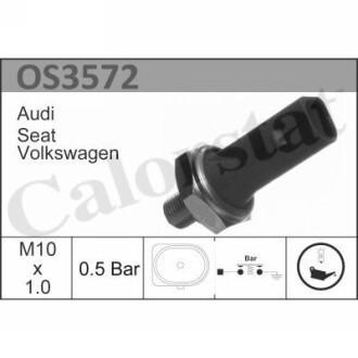 Датчик тиску оливи (0,5bar/1 конт./зелений) VW Caddy III/Golf V 1.0-1.8 95- - Vernet OS3572