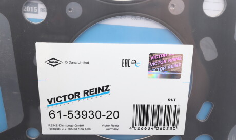 Фото 2 - Прокладка ГБК блока циліндрів VICTOR REINZ 61-53930-20 (615393020)