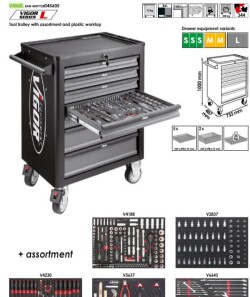 Візок з інструментами 7 секцій 344 од. (сірий) Series L - VIGOR V4560