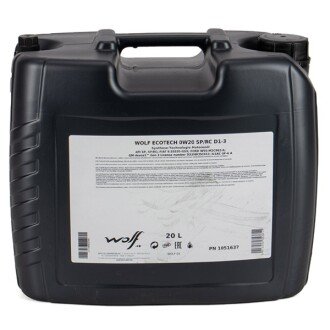 Моторна олива EcoTech SP, RC, SP/RC D1-3 0W-20, 20 л - Wolf 1049894 (фото 1)