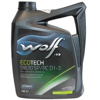 Моторна олива EcoTech SP/RC D1-3 5W-20, 4 л - Wolf 1050525