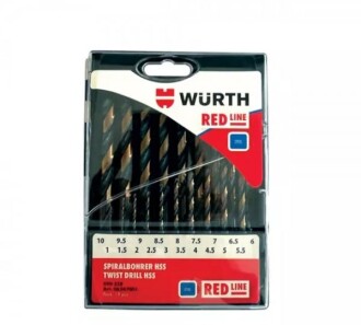 Набор сверл HSS RED LINE DIN338 1-10mm 19 шт - WURTH 06247001