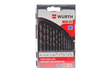 Набор сверл HSS RED LINE 1.5-6.5mm 13 шт - WURTH 0624701