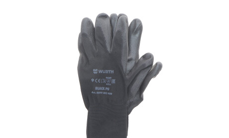 Рукавиці захисні Black PU, поліестер, покриття поліуретан, пара, р.9, RED LINE - WURTH 0899402409