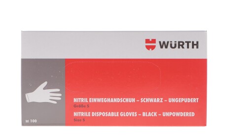 Перчатки нитриловые (S) 100 шт. (черные) - WURTH 0899470100/100