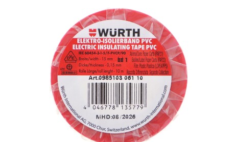 Изолента красная (15mmx10m) - WURTH 0985103