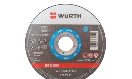 Круг отрезной 125x1,"Круг відрізний 125x1 - WURTH 1664101251