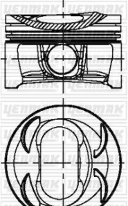 Поршень с кольцами і пальцем (размер отв. 76.51 / STD) VW GOLF V 1.4 TSI (4цил.) (TSI 1.4 BMY / BLG / CAVD) - YENMAK 31-04297-000