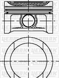 Поршень с кольцами і пальцем (размер отв. 81.01/STD) VW, SKODA, AUDI 1.6 94- (ADP/ AEH / AEK /AKL /AHL) - YENMAK 31-04307-000