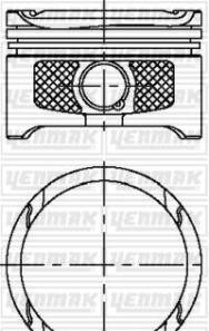 Поршень с кольцами і пальцем (размер отв. 76,51/STD) VW GOLF 1.6 16v (4цл.) (BCB) - YENMAK 31-04315-000