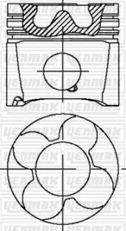Поршень с кольцами і пальцем на 1/2/3цил. (размер отв. 78.31/STD) VW, AUDI, SKODA 2,5TDI 00- (AKE, BFC, AYM, BCZ Euro3) - ((059107066L, 059107066M, 059107066S, 059107066T)) YENMAK 31-04331-000 (фото 1)