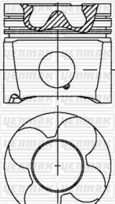 Поршень с кольцами і пальцем на 4/5/6цил. (размер отв. 78.31/STD) VW, AUDI, SKODA 2,5TDI 00- (AKE, BFC, AYM, BCZ Euro3) - (059107065AC, 059107065AD, 059107065AJ) YENMAK 31-04332-000