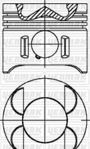 Поршень с кольцами і пальцем (размер отв. 88.00/STD) DB W202/W210/W211 200-220CDI (OM 611.961/962/980 Euro3/981 Euro3/987 Euro3, OM 6…) - YENMAK 31-04699-000