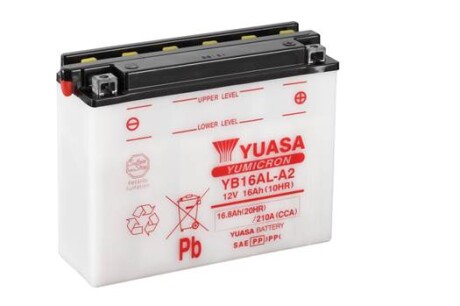 Мото 12v 16,8ah yumicron battery (сухозаряжений) - YUASA YB16AL-A2