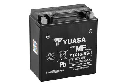 МОТО 12V 14,7Ah MF VRLA Battery (сухозаряжений) - YUASA YTX16-BS-1 (фото 1)