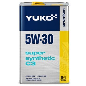 Моторна олива Super Synthetic C3 5W-30, 4 л - YUKO 20770