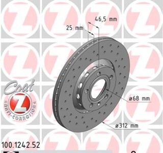 Фото 8 - Тормозной диск ZIMMERMANN 100.1242.52 (100124252)