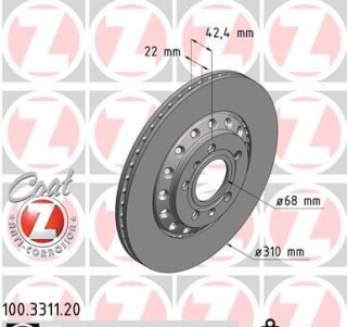 Фото 7 - Тормозной диск ZIMMERMANN 100.3311.20 (100331120)