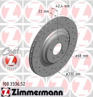 Тормозной диск - (4F0615601B) ZIMMERMANN 100.3336.52