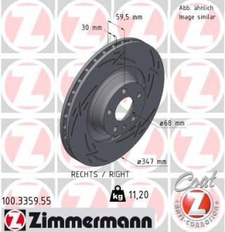 Диск гальмівний правий BLACK Z - ((4G0615301N, 4G0615301AB, 4G0615301B)) ZIMMERMANN 100335955