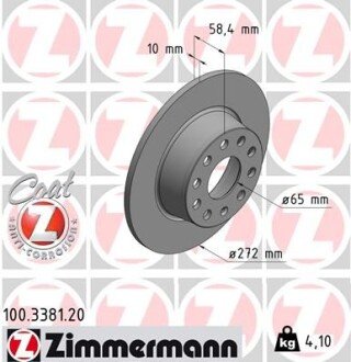 Тормозной диск - (5Q0615601B, 5Q0615601) ZIMMERMANN 100338120