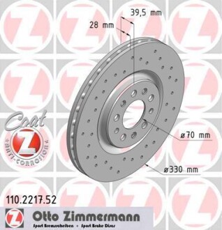 Диск гальмівний SPORT Z - (4779884AA, 4779884AB, 51731346) ZIMMERMANN 110.2217.52