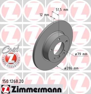 Тормозной диск - (34111160673, 34116757750, 34116757751) ZIMMERMANN 150.1268.20