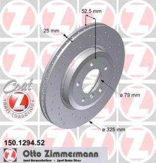 Тормозной диск - (34101166071, 34116769305, 34116855156) ZIMMERMANN 150.1294.52