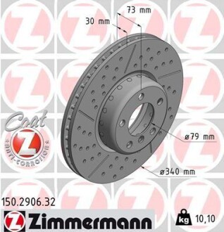 Тормозной диск - (34106797602) ZIMMERMANN 150290632