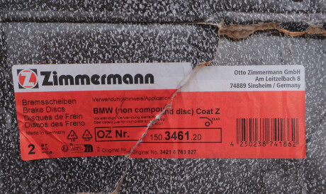 Фото 2 - Тормозной диск ZIMMERMANN 150.3461.20 (150346120)