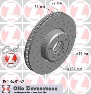 Тормозной диск 150.3481.52 - ZIMMERMANN 150348152