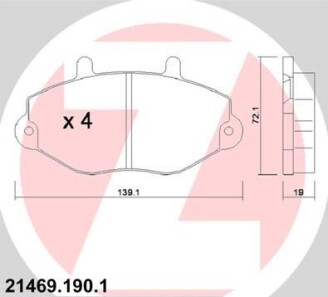 Комплект тормозных колодок, дисковый тормоз - ZIMMERMANN 21469.190.1