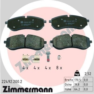 Колодки гальмівні дискові, к-кт - ((2N0698451A)) ZIMMERMANN 224922002