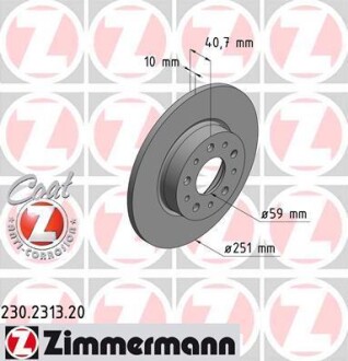 Tarcza hamulc. fiat 500l 12- ty? - (51808471, 51885409, 52048984) ZIMMERMANN 230231320