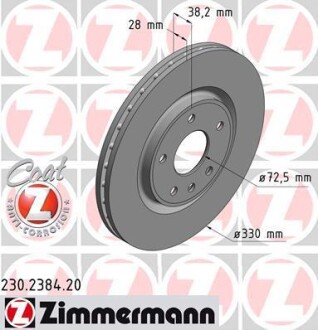 Тормозной диск - (04779712AA, 04779712AB, 4779712AA) ZIMMERMANN 230238420