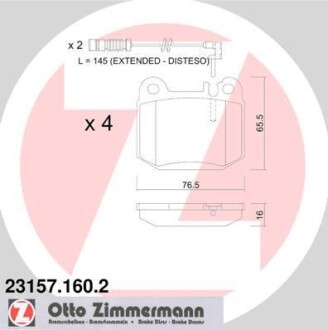 Комплект тормозных колодок, дисковый тормоз - (1634200720, 1634200920) ZIMMERMANN 23157.160.2