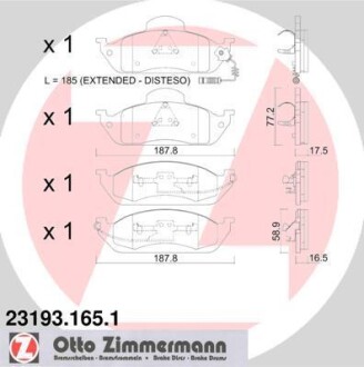 Комплект тормозных колодок, дисковый тормоз - (1634200020, 1634200320) ZIMMERMANN 23193.165.1