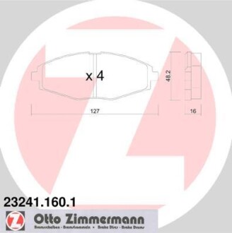 Комплект тормозных колодок, дисковый тормоз - (96316582, 96281945, 96273708) ZIMMERMANN 232411601