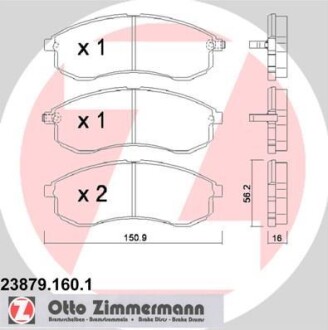 Комплект тормозных колодок, дисковый тормоз - (mn102622, mr977365, dbp511126) ZIMMERMANN 238791601