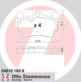 Колодки гальмівні дискові, к-кт - ZIMMERMANN 240101659