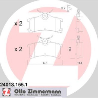 Комплект тормозных колодок, дисковый тормоз - ZIMMERMANN 24013.155.1