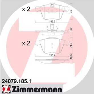 Комплект тормозных колодок, дисковый тормоз - (t2R10202, T2R7247) ZIMMERMANN 240791851