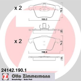 Колодки гальмівні дискові, к-кт - ZIMMERMANN 24142.190.1