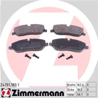 Колодки гальмівні (передні) Land Rover Discovery III/IV 04-18/Range Rover III 02-12/Sport I 05-13 - ZIMMERMANN 24191.180.1