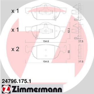 Колодки гальмівні (передні) Honda Accord VIII 08- - ZIMMERMANN 24796.175.1