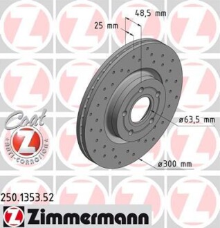 Тормозной диск - ZIMMERMANN 250.1353.52