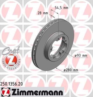 Тормозной диск - ZIMMERMANN 250135620