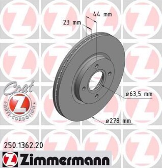 Диск гальмівний Coat Z - (ey161125ba, ey161125aa, ay111125aa) ZIMMERMANN 250136220